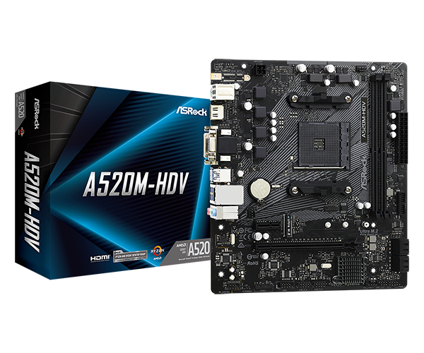 TARJETA MADRE ASROCK A520M HDV AM4 DDR4 4733+ OC 4 x SATA3 , HDMI