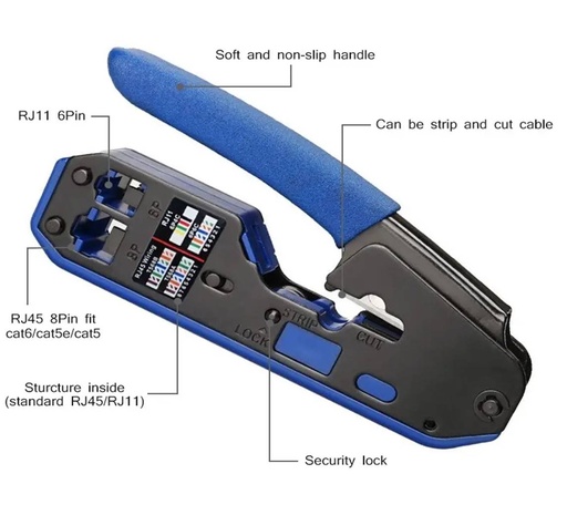 [FK-668] PONCHADORA PROFESIONAL RJ45 Y RJ11 CAT5 CAT6 CAT7 FK-668