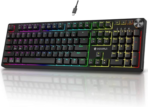 [MK104] TECLADO MECANICO USB KOORUI NEGRO+RGB GAMING MK104
